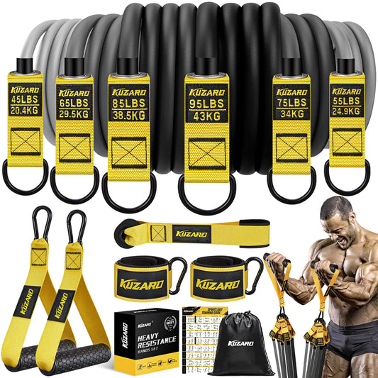 420lbs Heavy Exercise Bands with Handles Workout Bands for Men Weight Bands Set for Muscle Training Strength Slim Yoga Home Gym Equipment